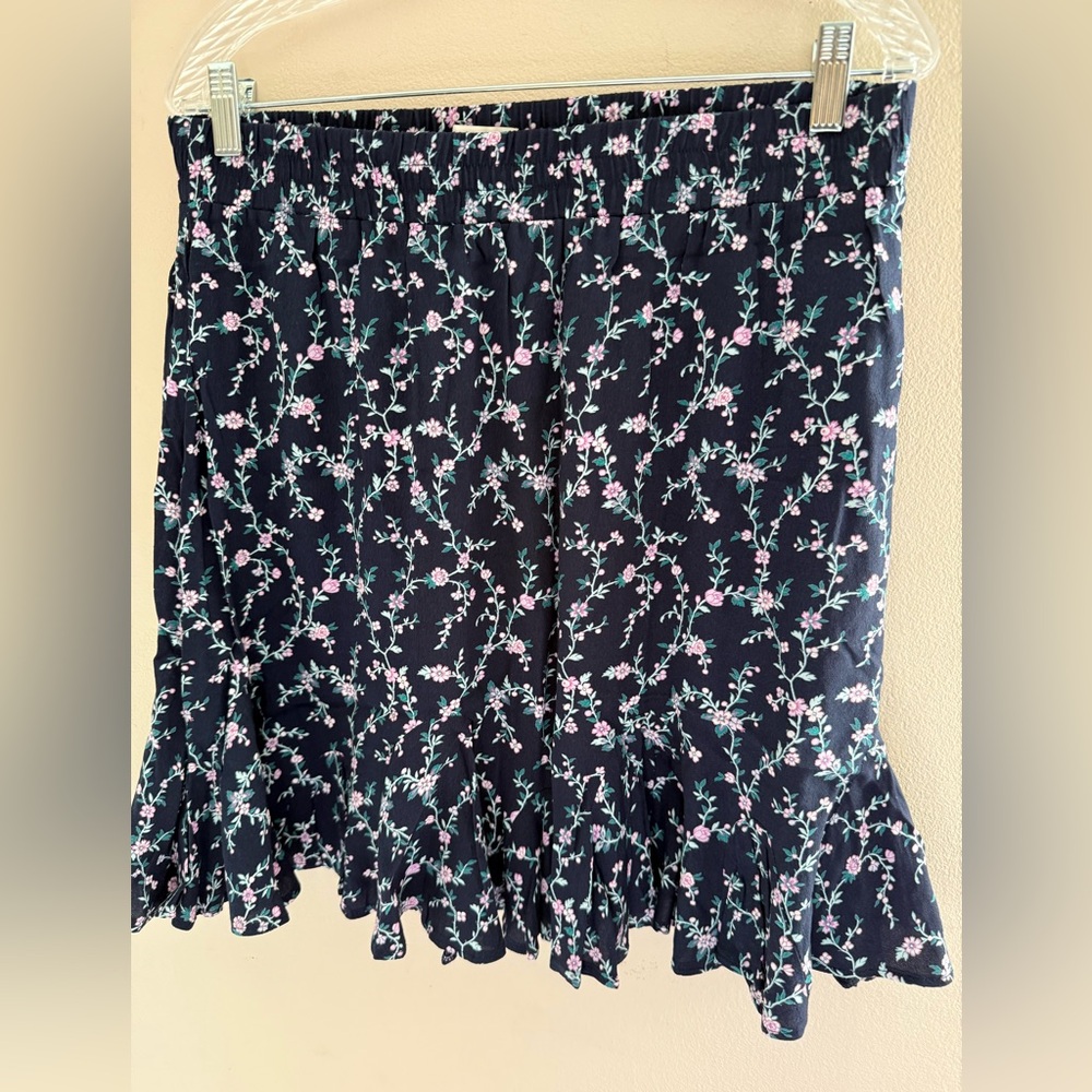 LOFT Navy Floral Mini Skirt